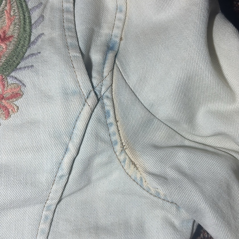 Montanaco Floral Embroidered denim moto Jacket country chic studded zip up - Picture 9 of 16